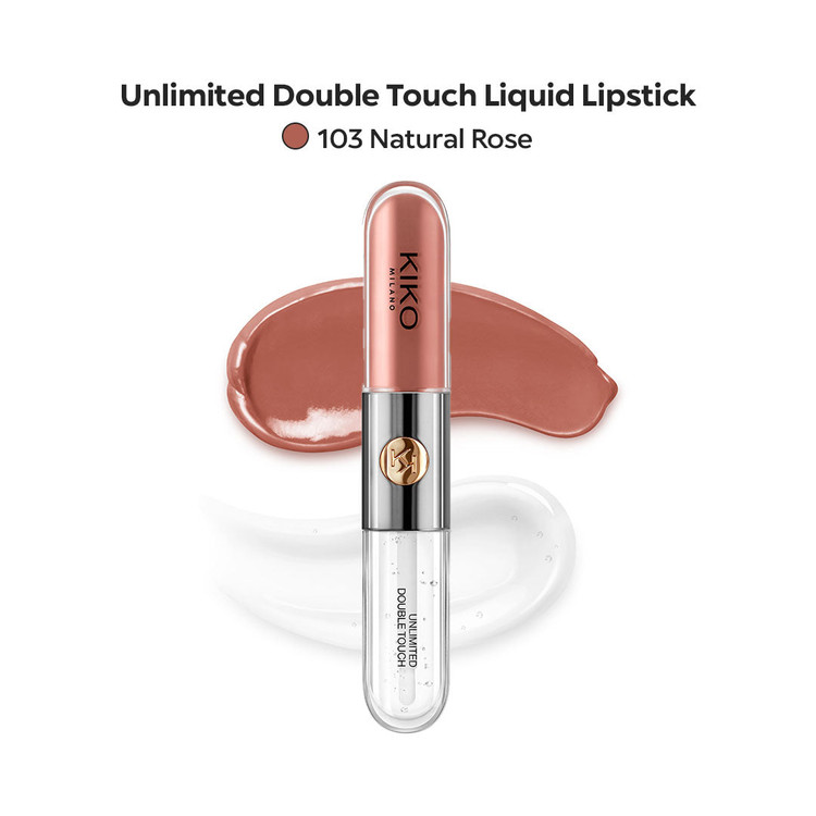 رژلب و لیپ گلاس دوطرفه کیکو رنگ 103 مدل Unlimited Double Touch